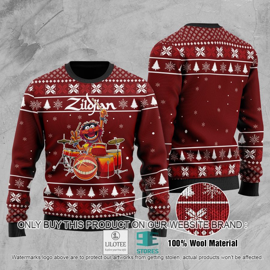 The Muppet Animal Zildjian Drums Ugly Chrisrtmas Sweater - LIMITED EDITION 8
