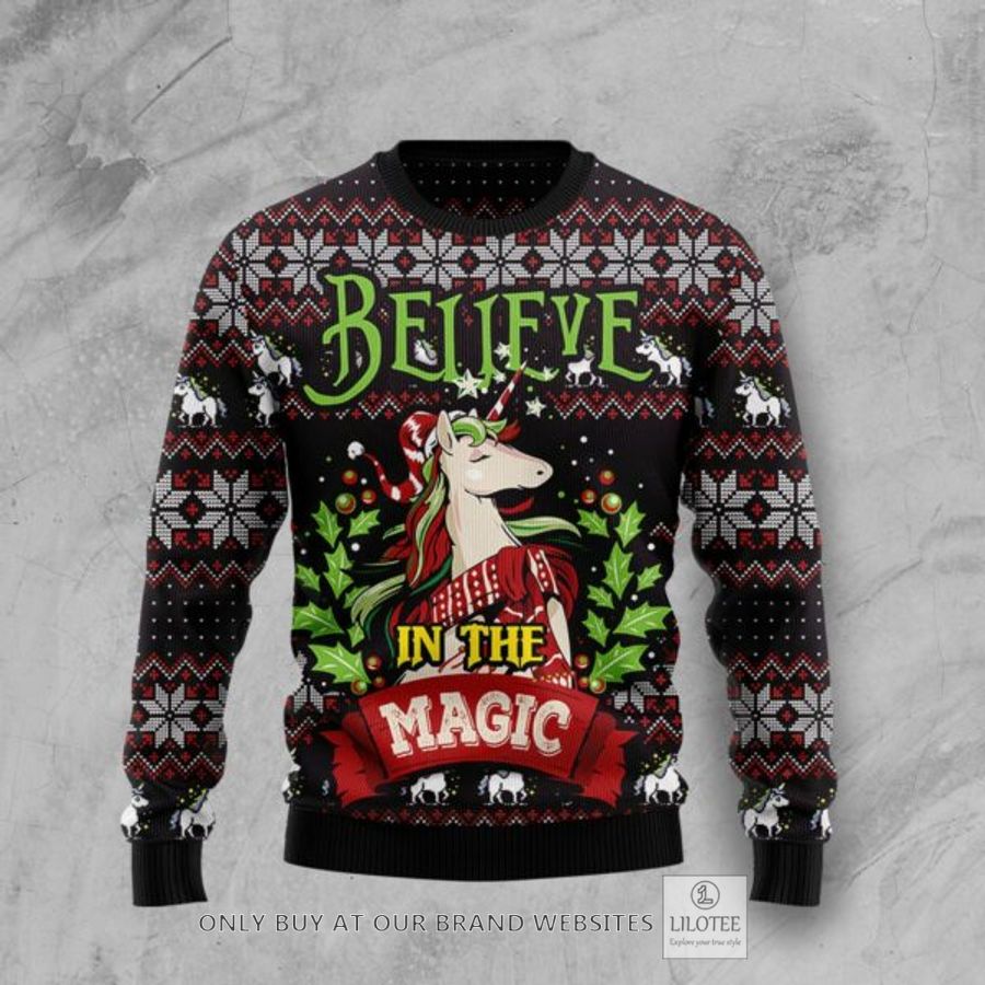 Unicorn Believe In The Magic Ugly Christmas Sweatshirt 19