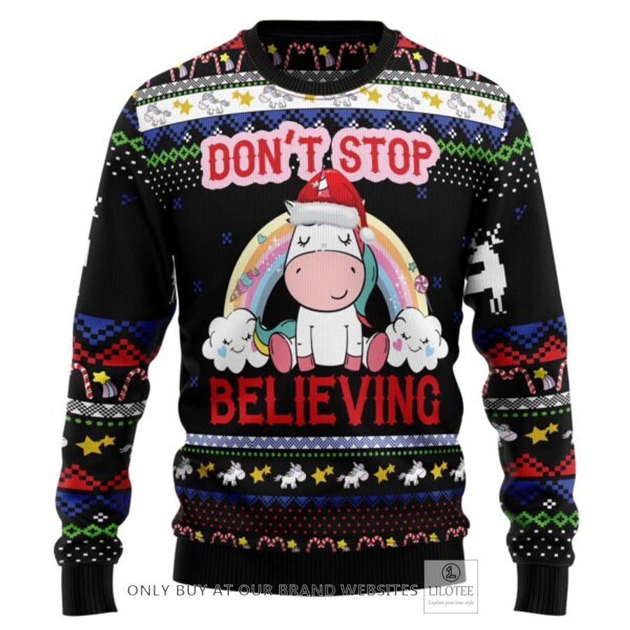 Unicorn Believing Christmas Ugly Christmas Sweatshirt 6