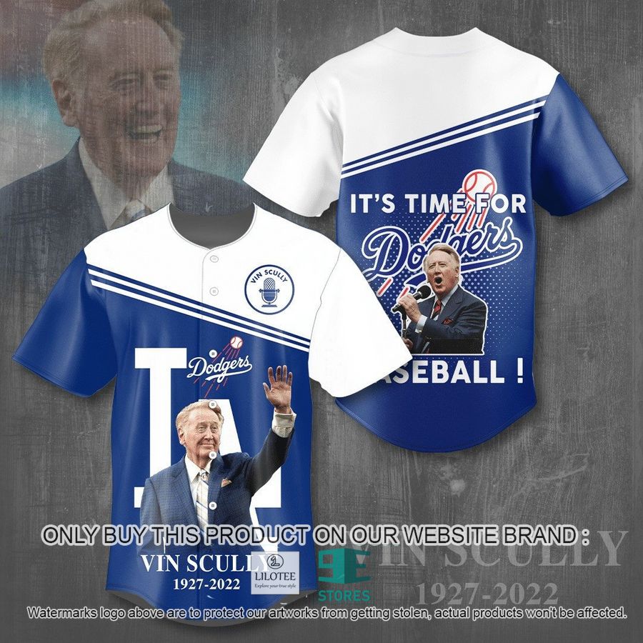 Vin Scully It's Time for Los Angeles Dodgers Baseball Jersey 6