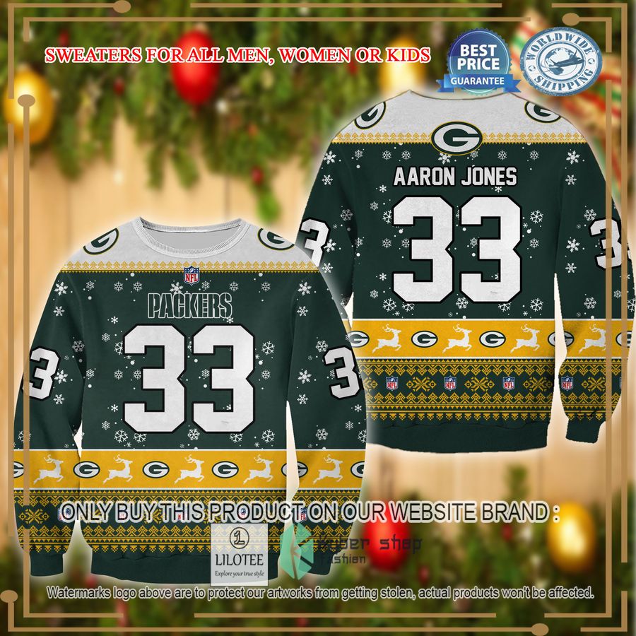 aaron jones green bay packers christmas sweater 1 84273