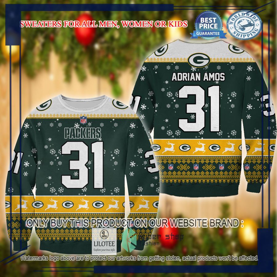 adrian amos green bay packers christmas sweater 1 15344
