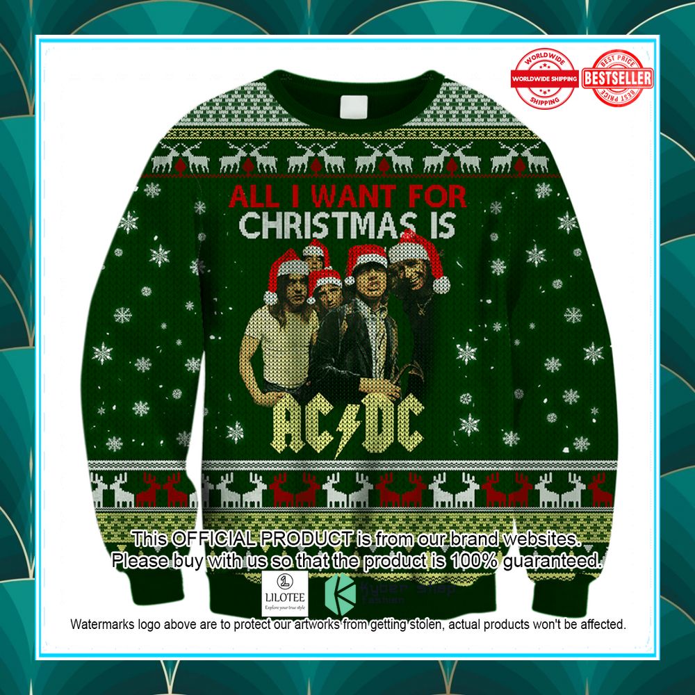all i want for christmas is acdc green sweater 1 909