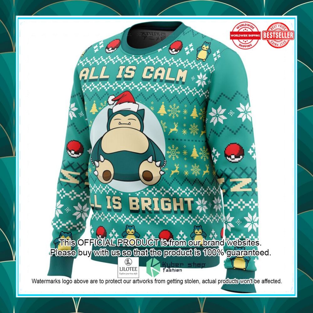 all is calm all is bright snorlax pokemon sweater 2 253