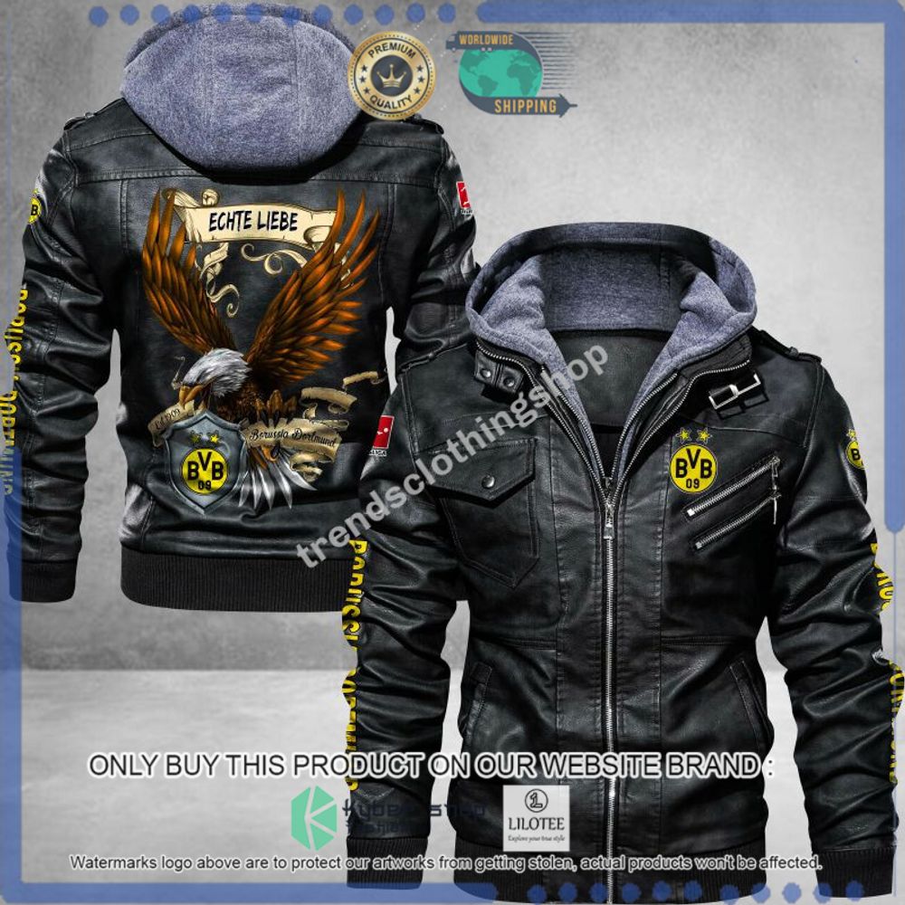 borussia dortmund echte liebe eagle leather jacket 1 4736