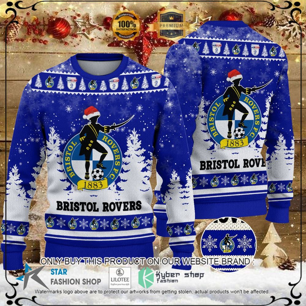 bristol rovers f c blue white christmas sweater 1 59756
