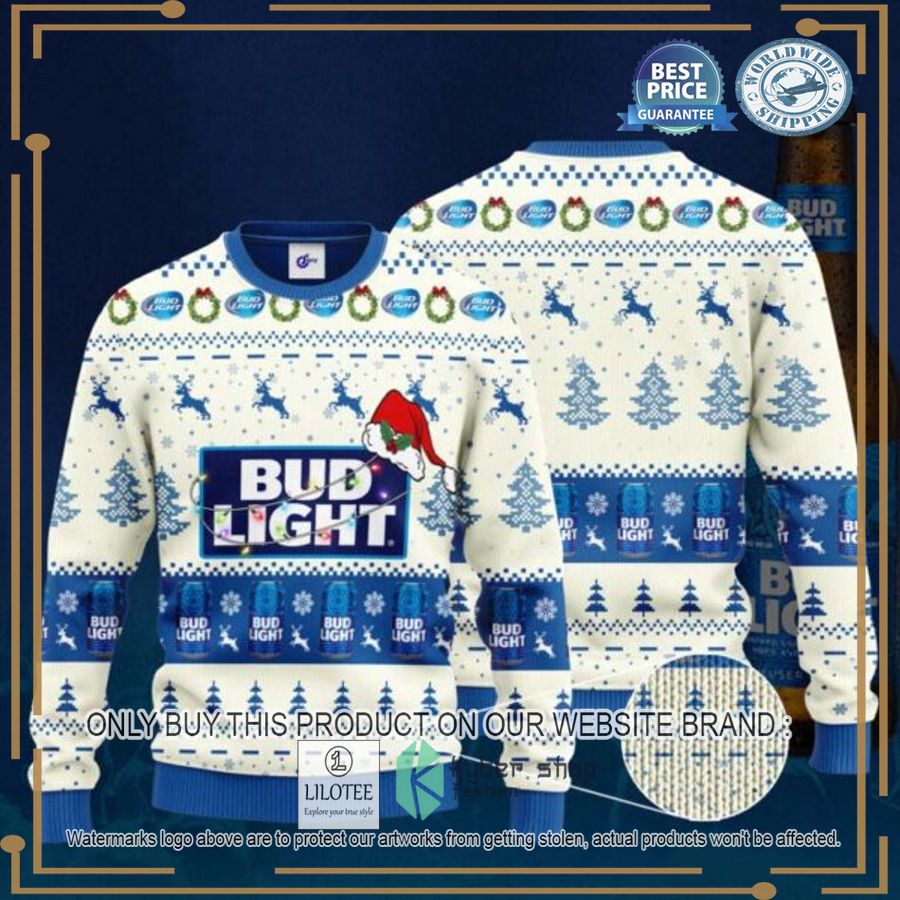Bud Light Santa Hat Ugly Christmas Sweater - LIMITED EDITION 4