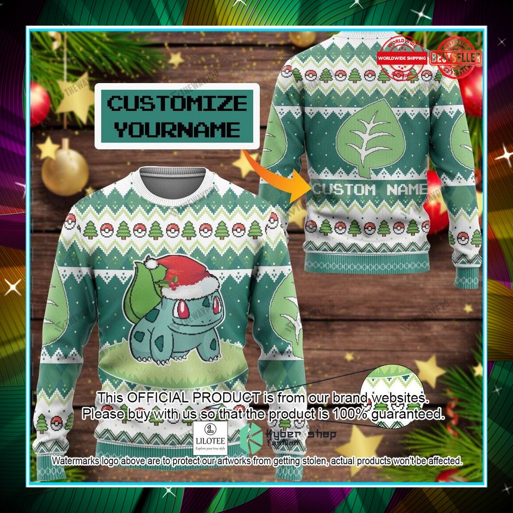 bulbasaur custom name christmas sweater 1 619