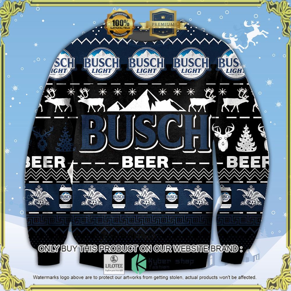 busch light beer black blue ugly sweater 1 91409