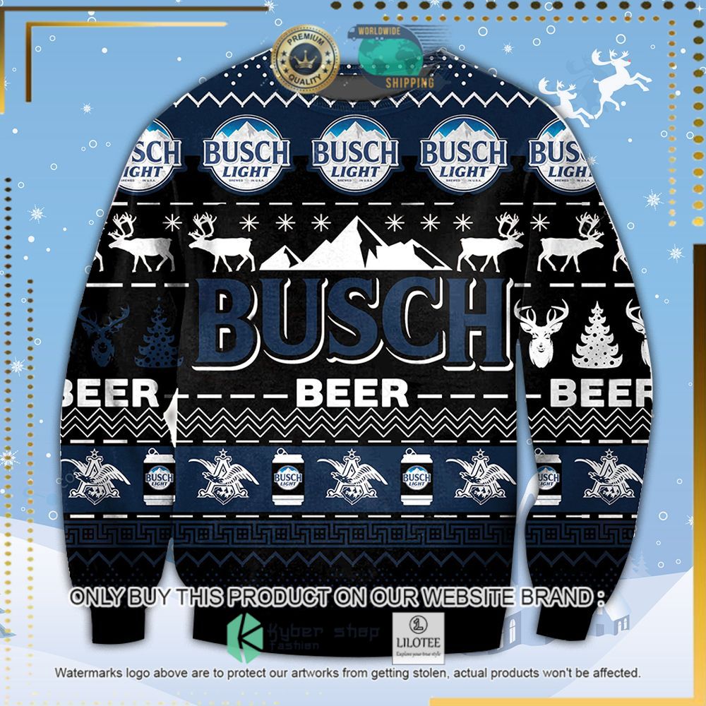 busch light beer black blue ugly sweater 1 93072