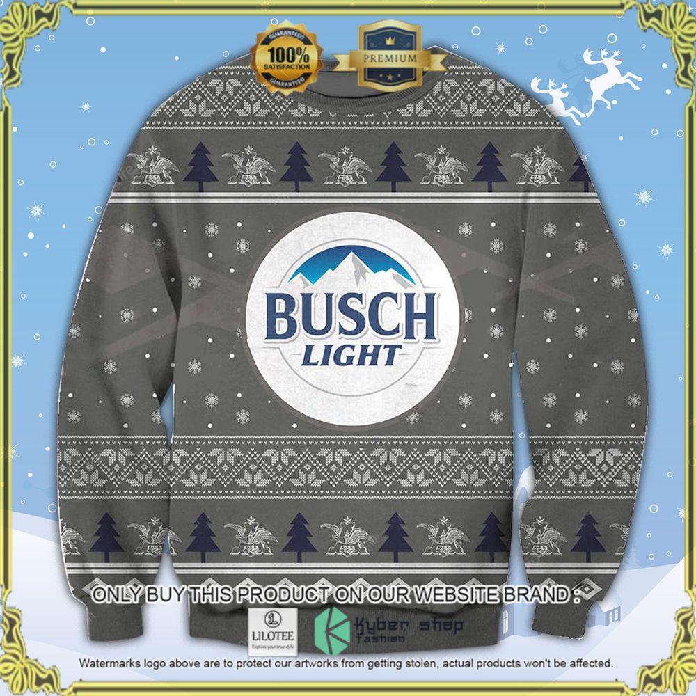 busch light dark grey ugly sweater 1 36289