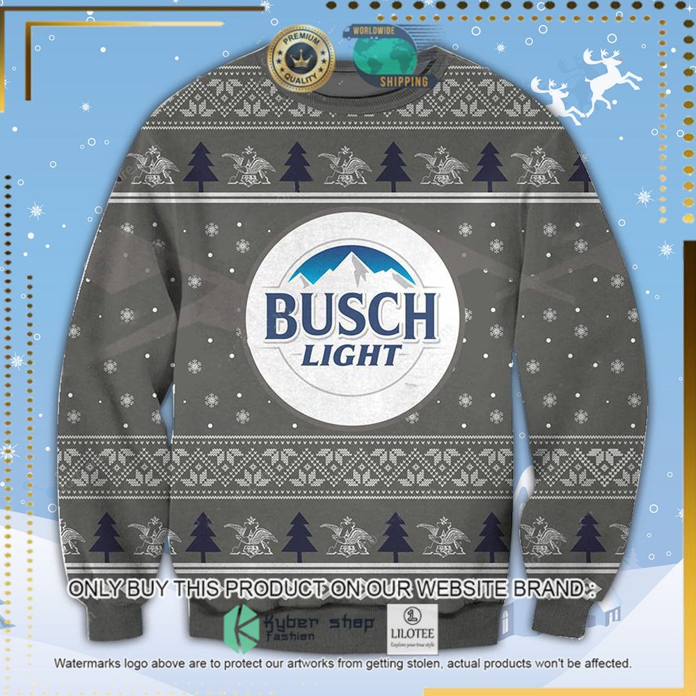 busch light dark grey ugly sweater 1 3657