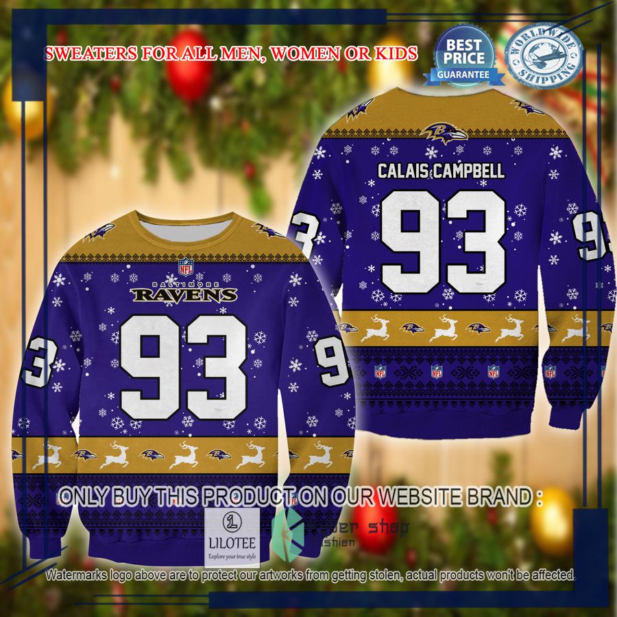 calais campbell baltimore ravens christmas sweater 1 36853
