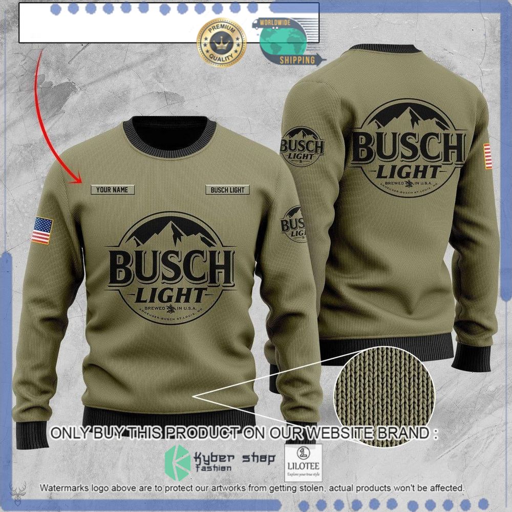 camo busch light us flag your name christmas sweater 1 94027