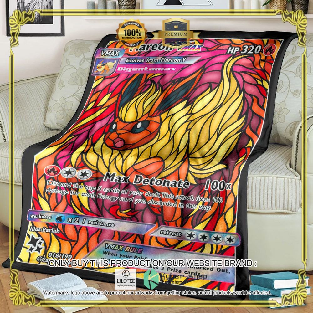 Card Flareon Hybrid Vmax Stain Glass Anime Pokemon Blanket - LIMITED EDITION 9