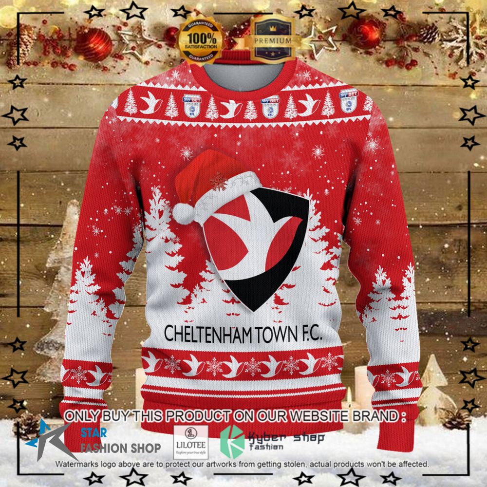 cheltenham town f c red white christmas sweater 1 25297