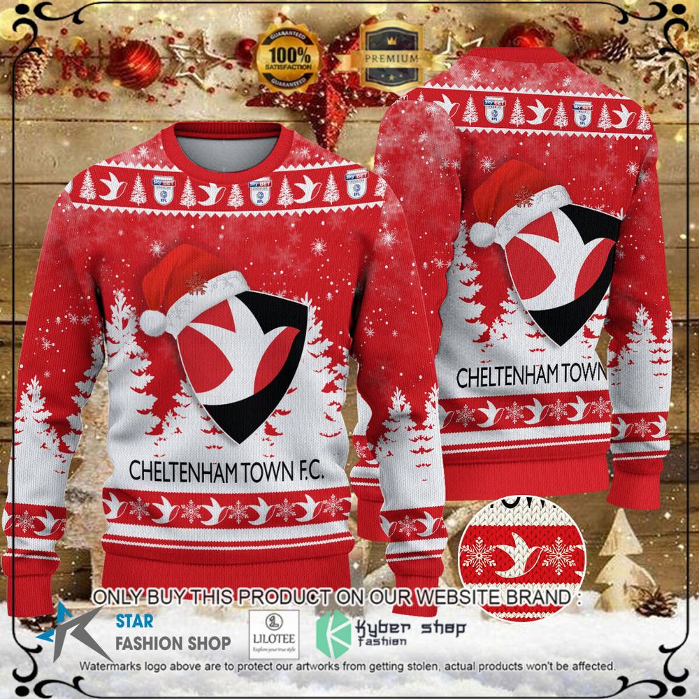 cheltenham town f c red white christmas sweater 1 79068