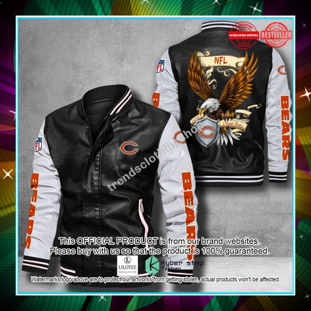 chicago bears nfl eagle leather bomber jacket 1 753