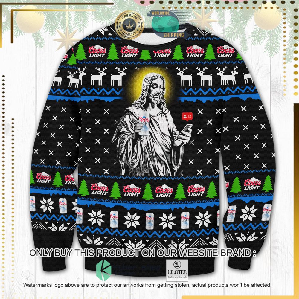 coors light jesus knitted christmas sweater 1 27704