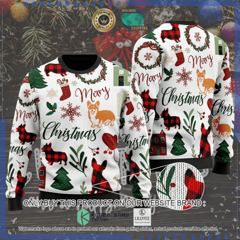 corgi pattern christmas sweater 1 73164