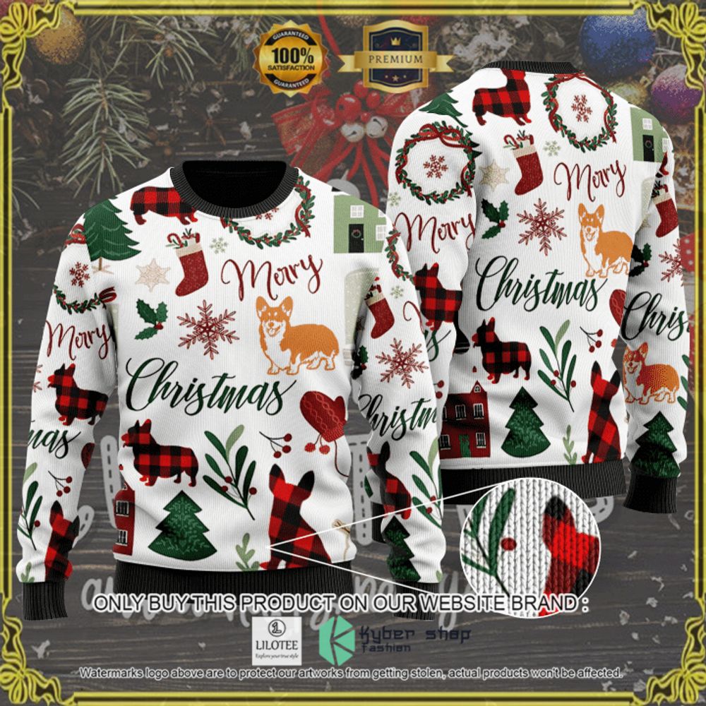 corgi pattern christmas sweater 1 8552