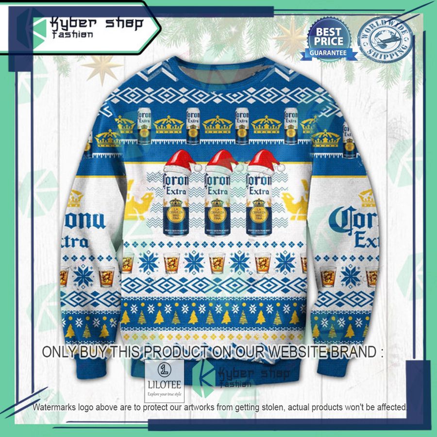 corona extra santa hat ugly christmas sweater 1 93261
