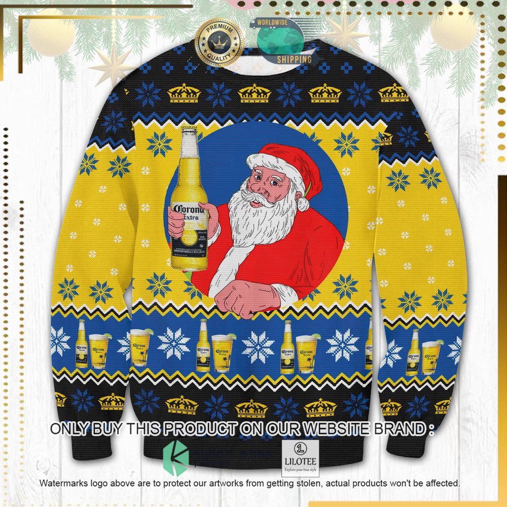 corona extra santa knitted christmas sweater 1 54508