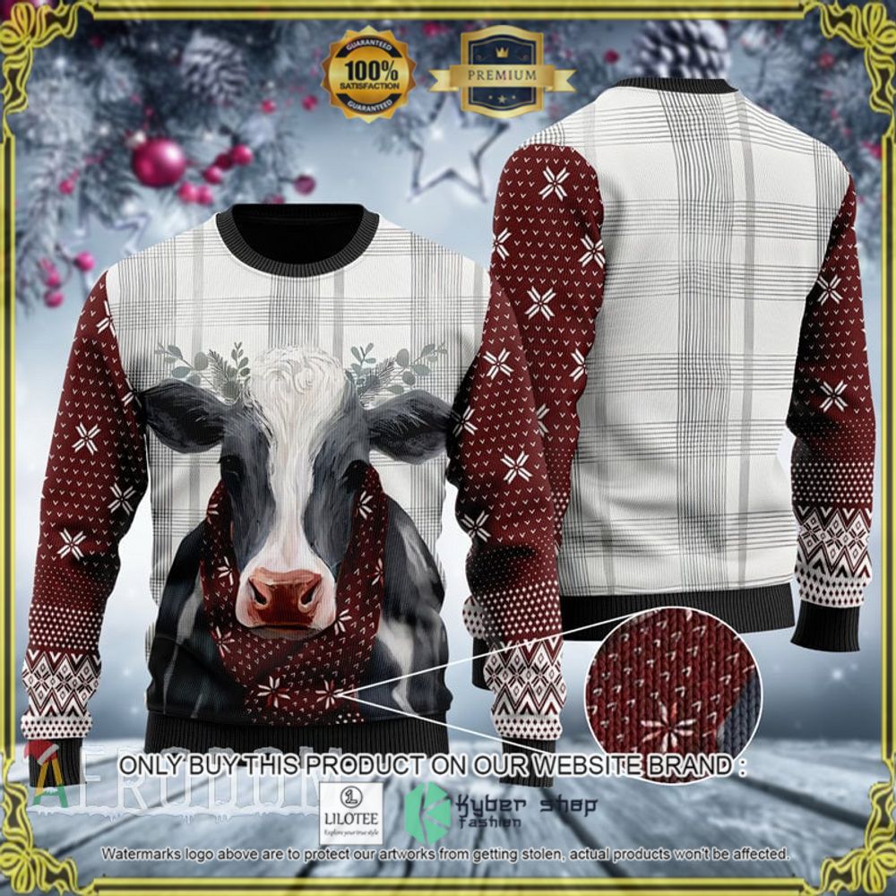 cow red white christmas sweater 1 28755