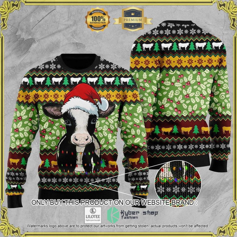 cow xmas green yellow christmas sweater 1 55236
