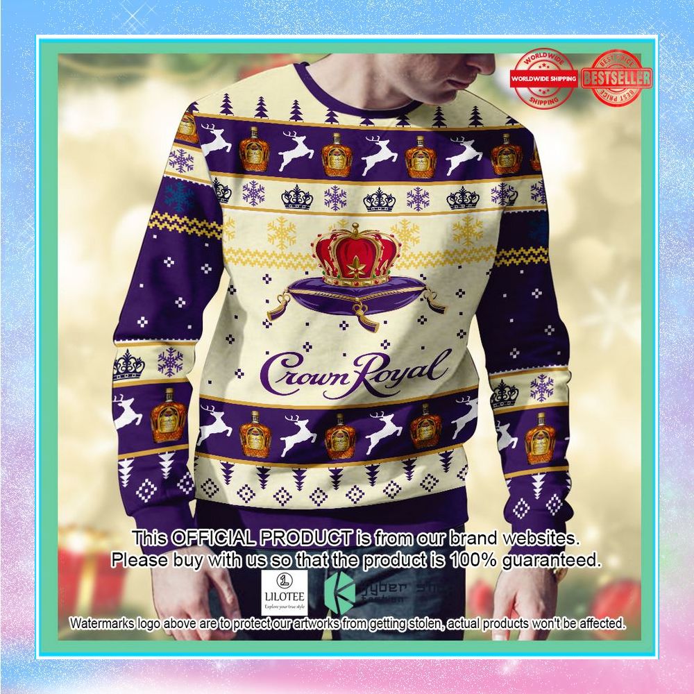 crown royal logo purple khaki chirstmas sweater 2 328