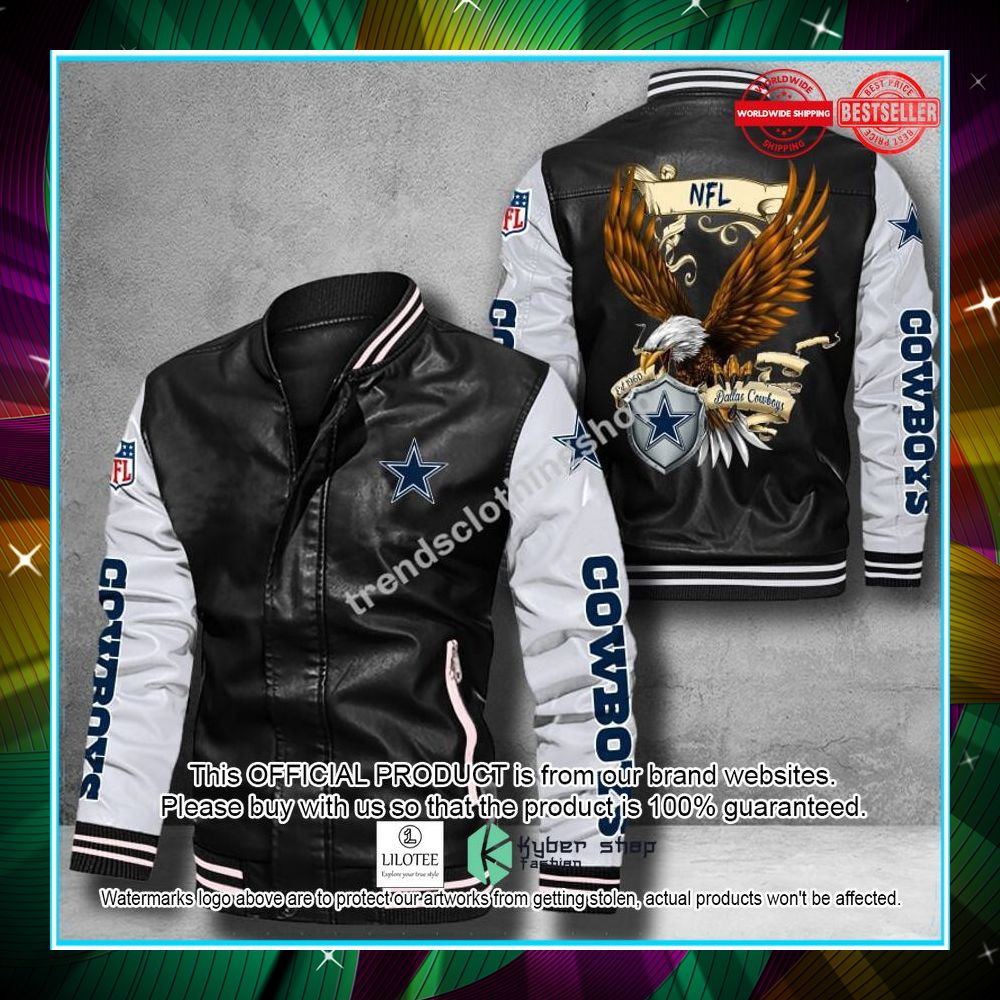 dallas cowboys nfl eagle leather bomber jacket 1 114