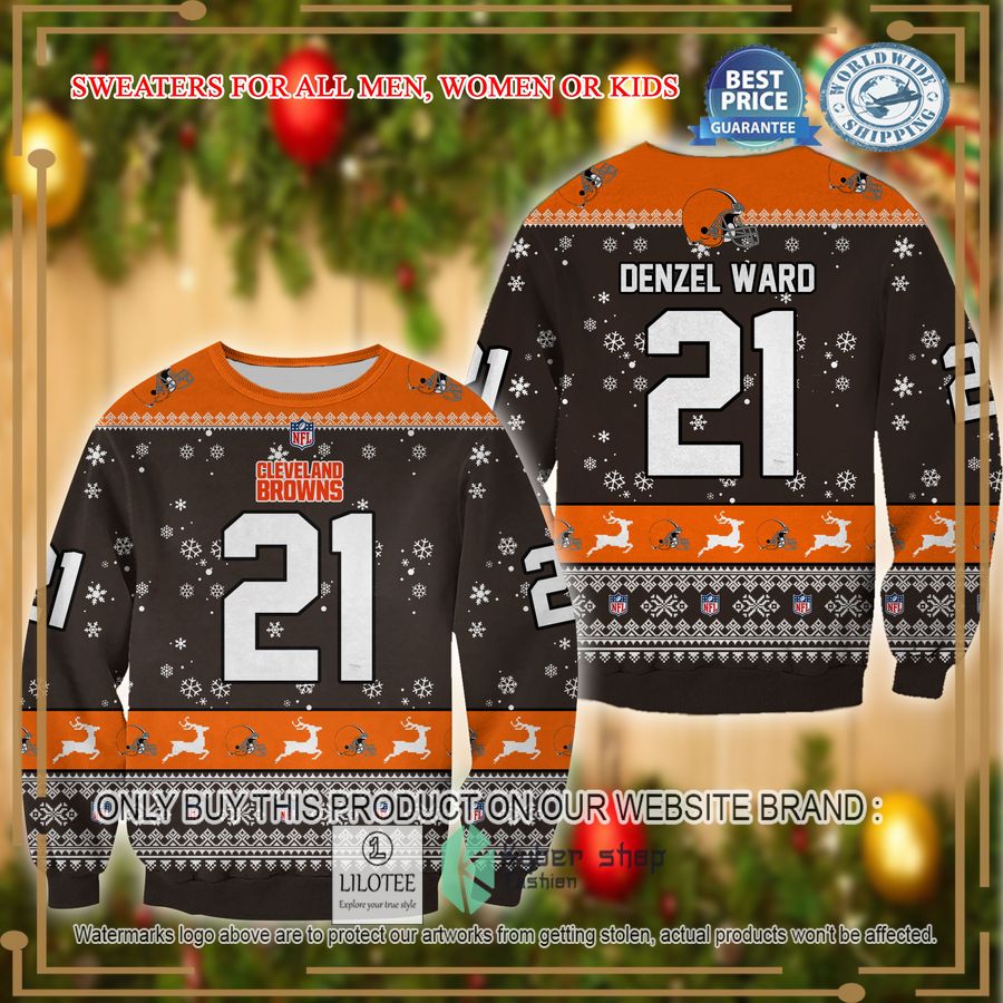denzel ward cleveland browns christmas sweater 1 99377