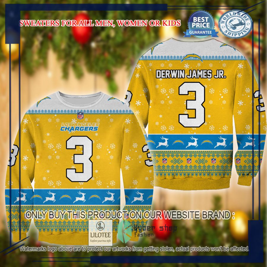 derwin james jr los angeles chargers christmas sweater 1 37886