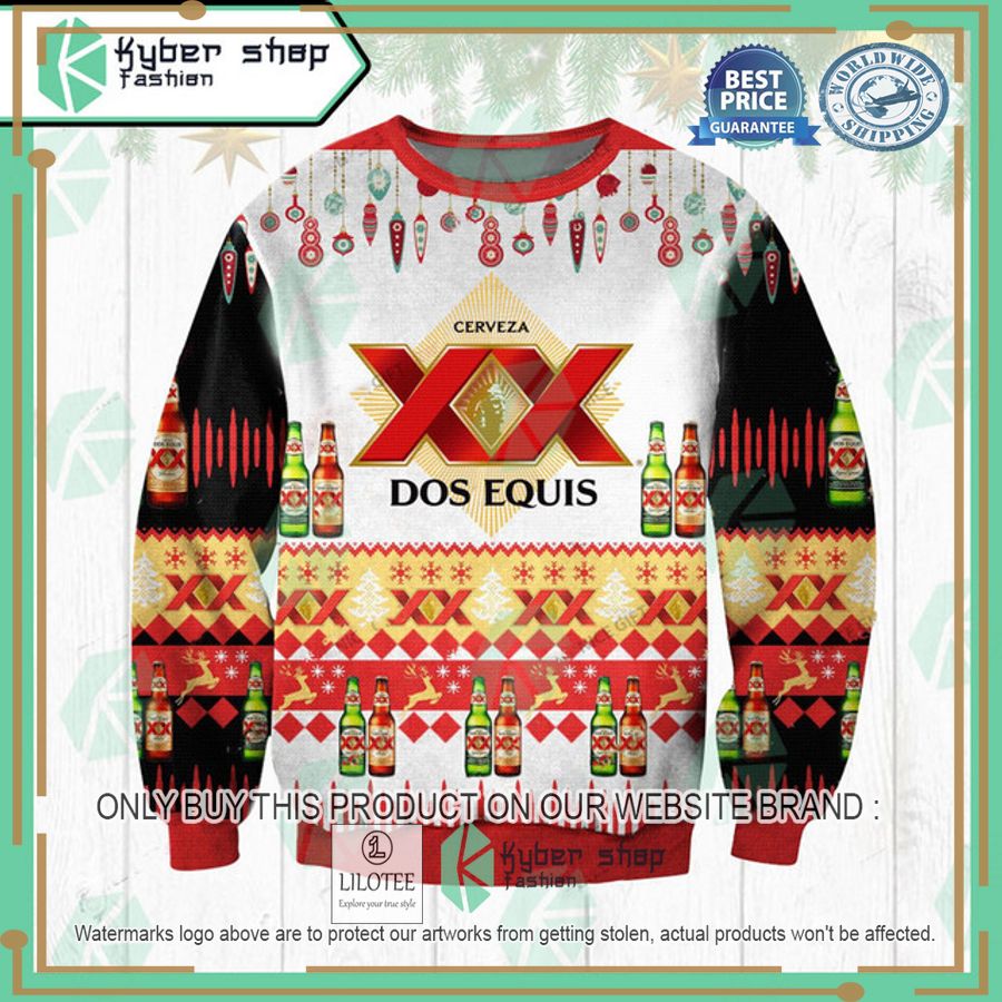 dos equis xx white black ugly christmas sweater 1 78452