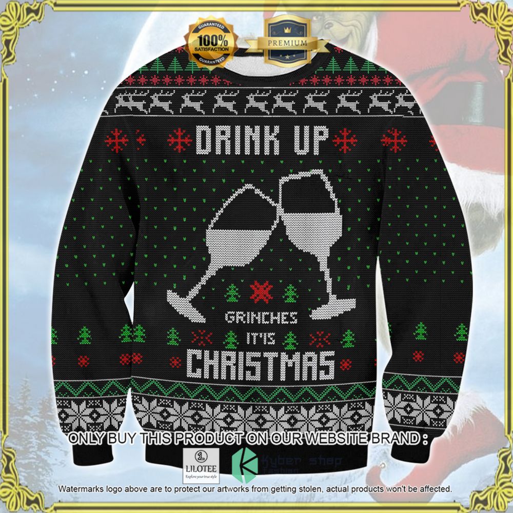 drink up grinches knitted christmas sweater 1 2840