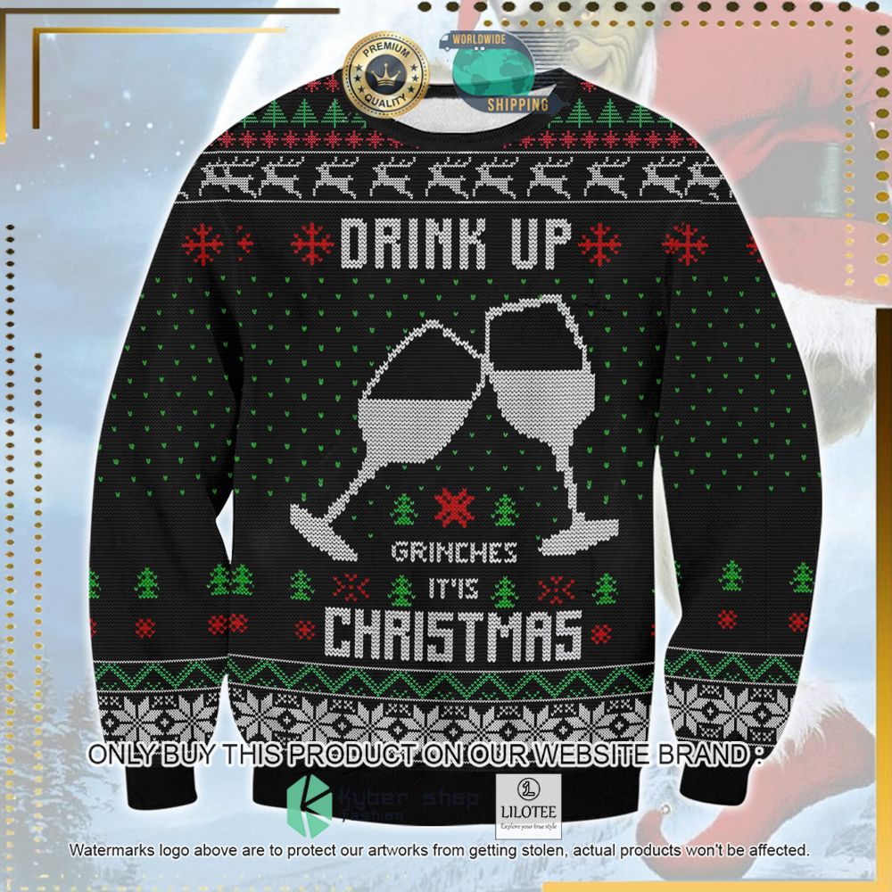 drink up grinches knitted christmas sweater 1 33447