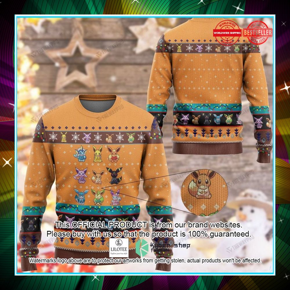 eevee evolution orange christmas sweater 1 423