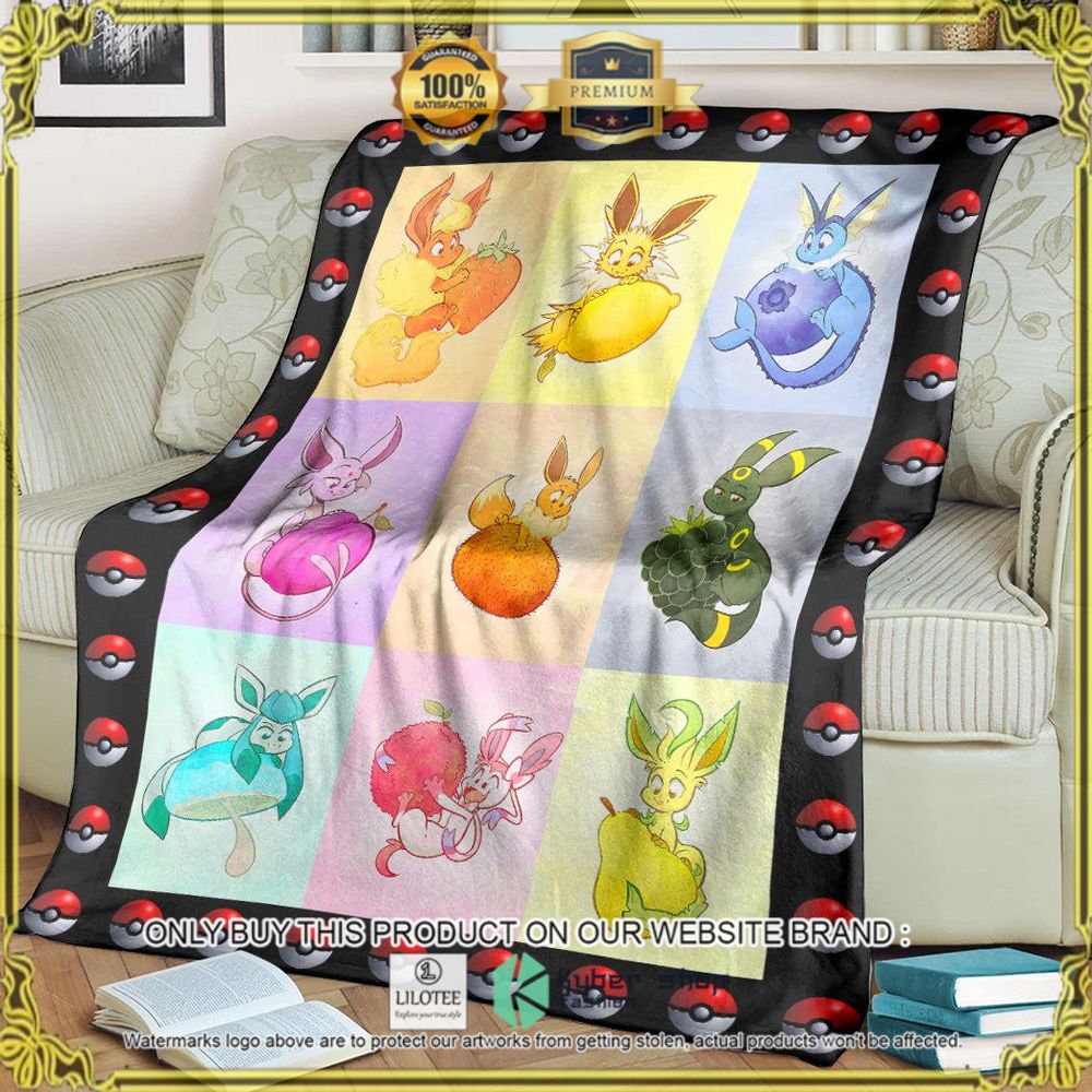 Eeveelutions and Fruit Custom Pokemon Soft Blanket - LIMITED EDITION 9