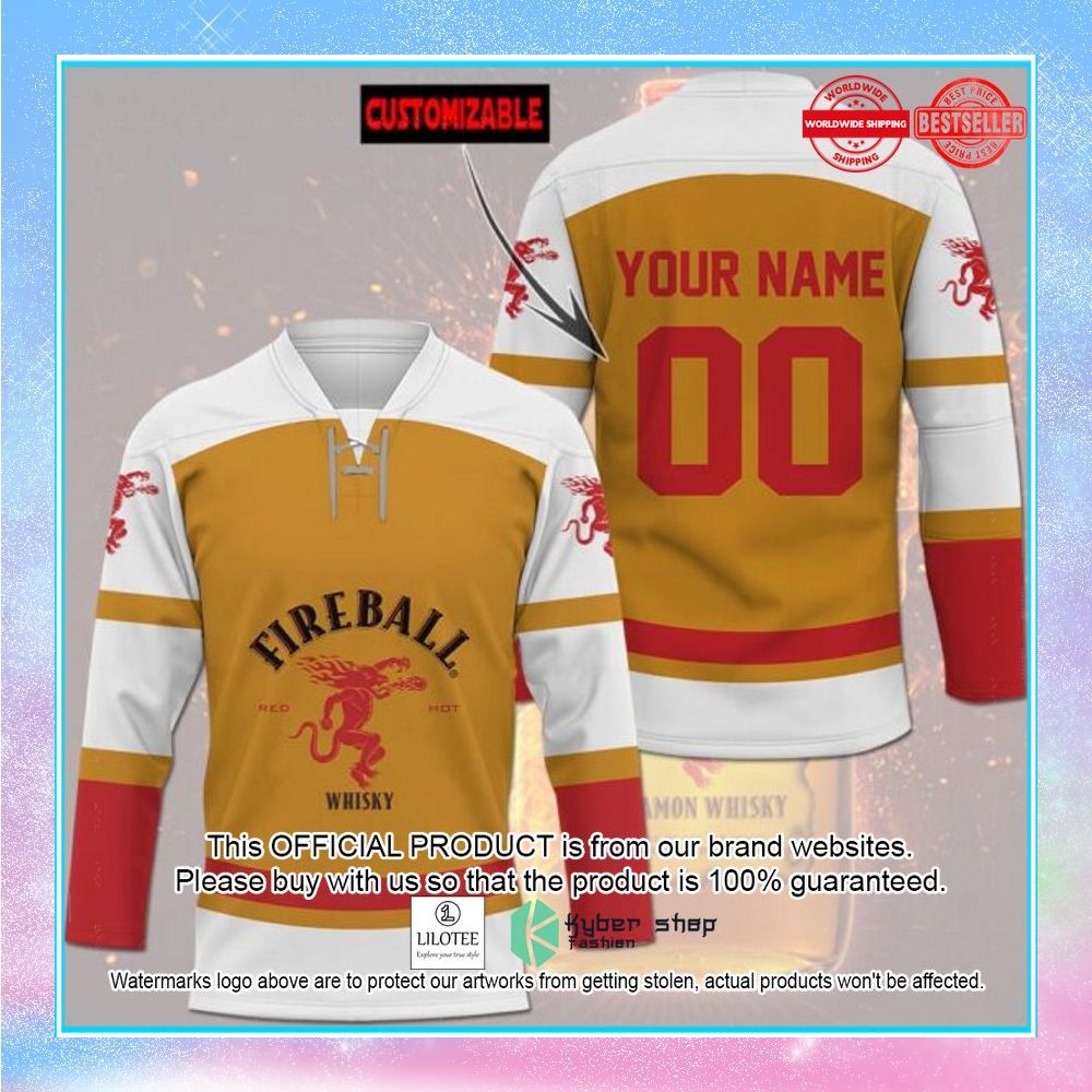 fireball whisky custom name hockey jersey 1 145