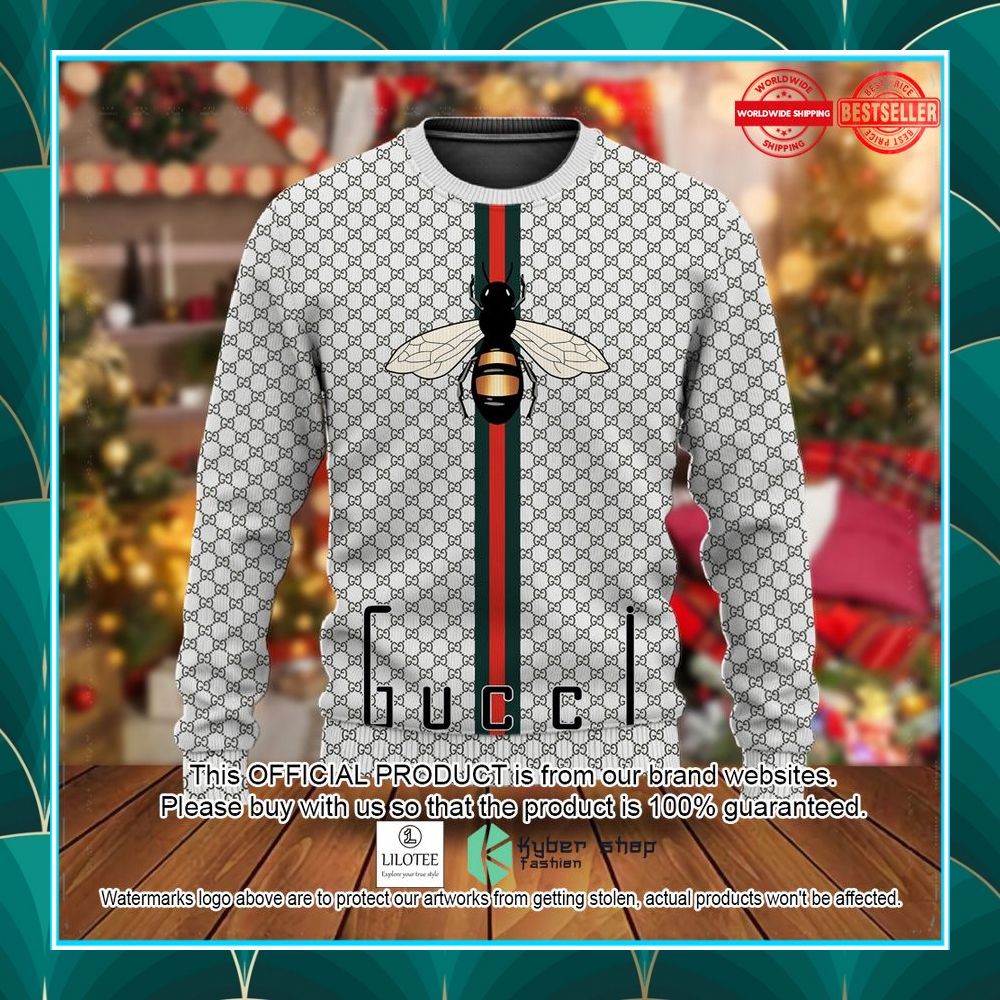gucci bee red line middle christmas sweater 1 75