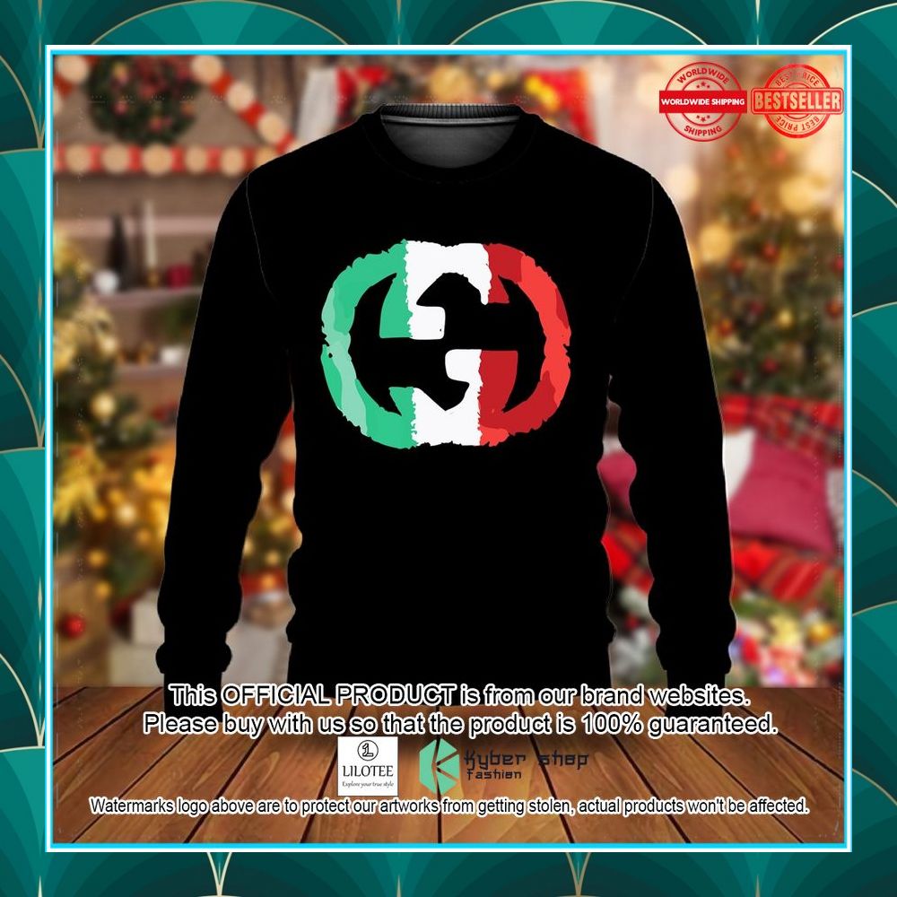 gucci color logo black christmas sweater 1 308