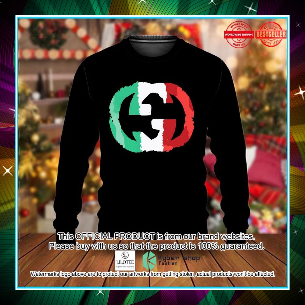 gucci color logo black christmas sweater 1 312