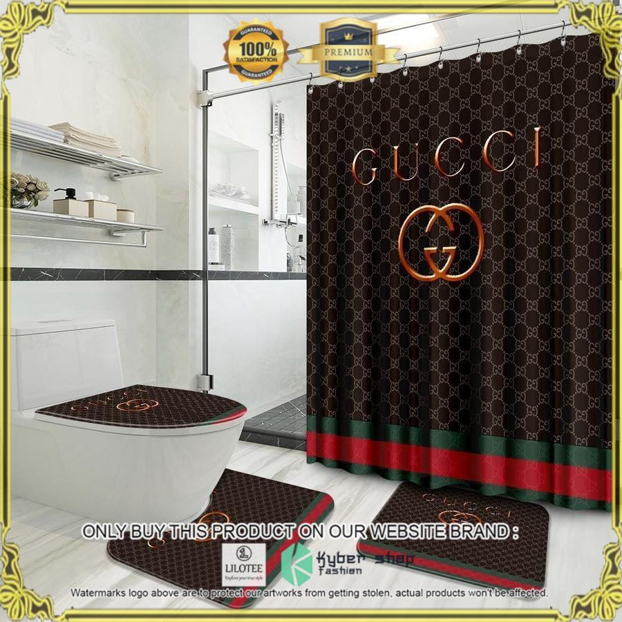 gucci dark brown stripes bathroom set 1 38805