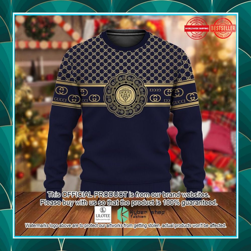 gucci gold navy christmas sweater 1 69