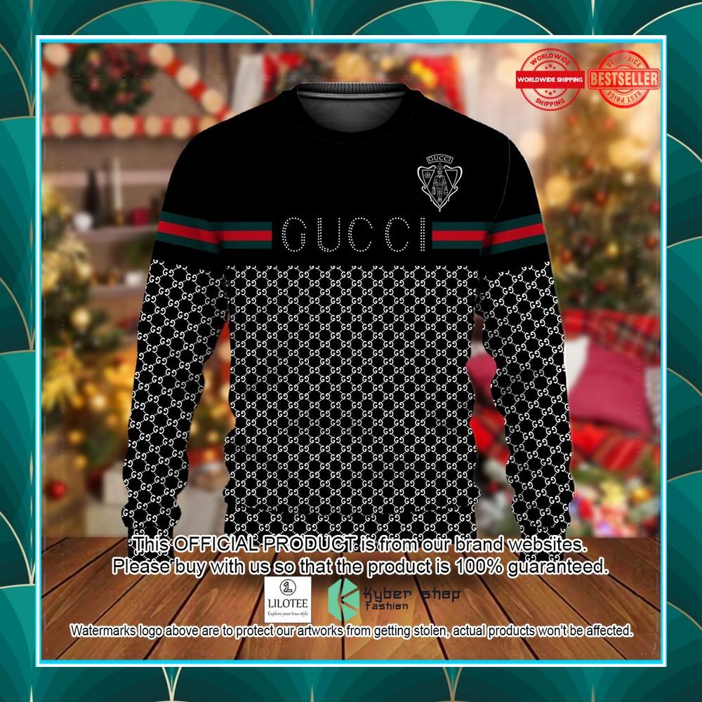 gucci green line black christmas sweater 1 597