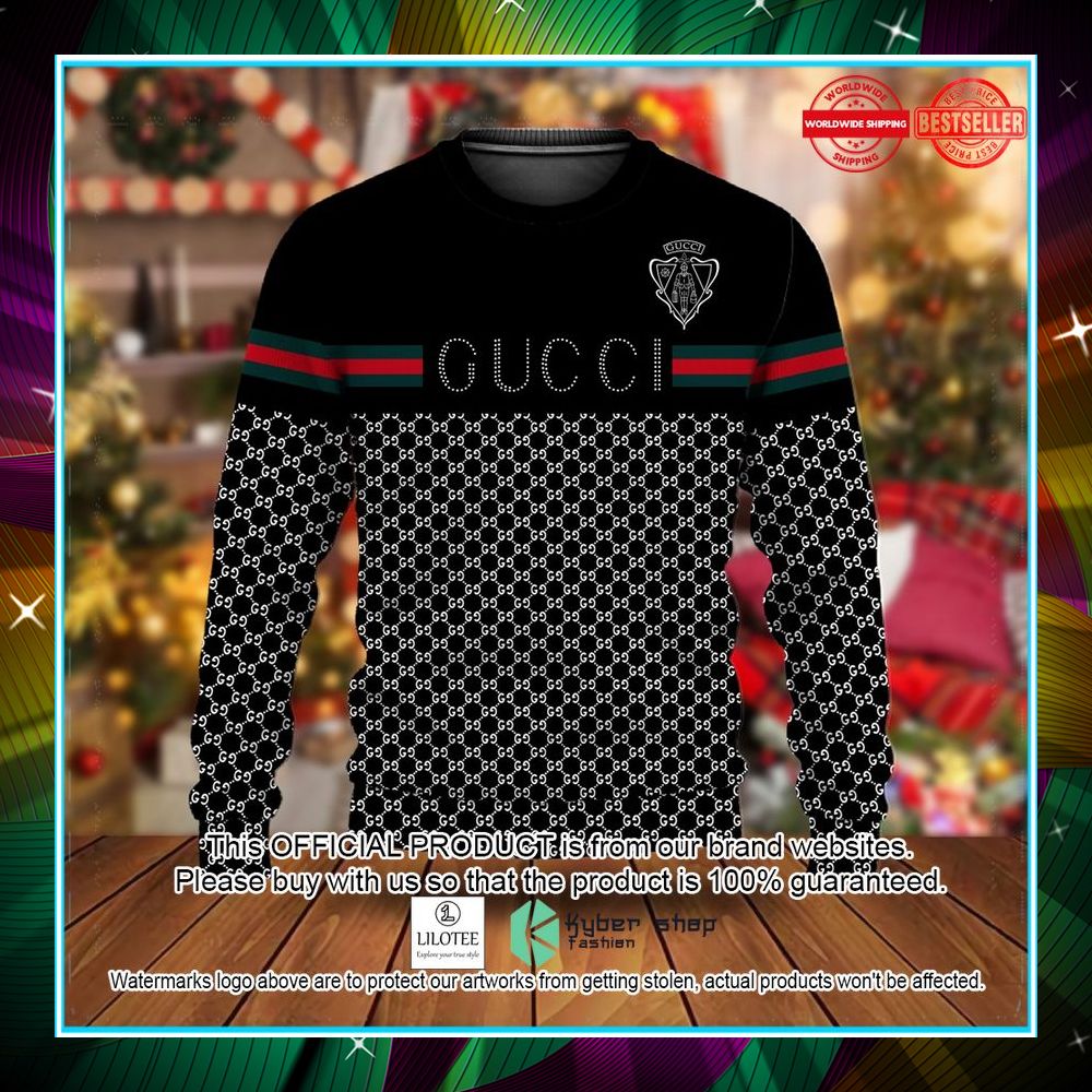 gucci green line black christmas sweater 1 711