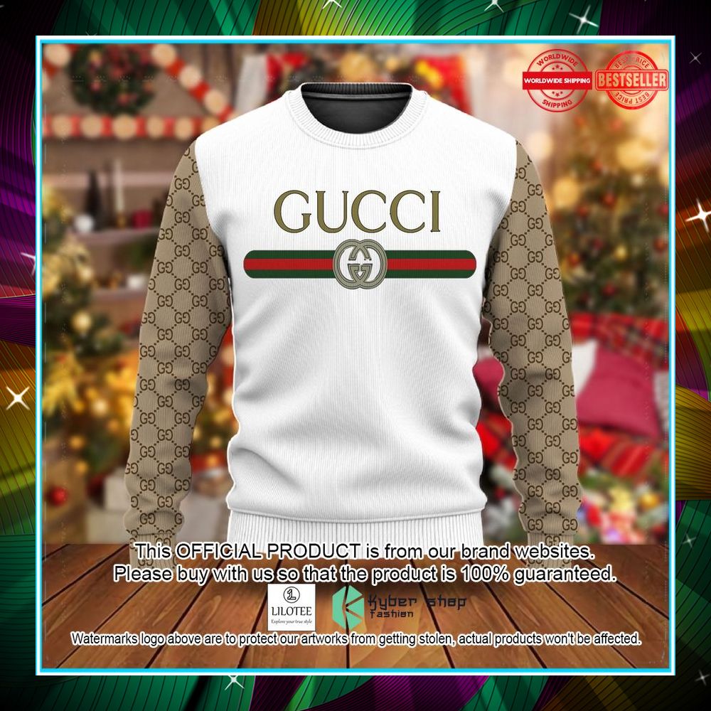 gucci white brown christmas sweater 1 492