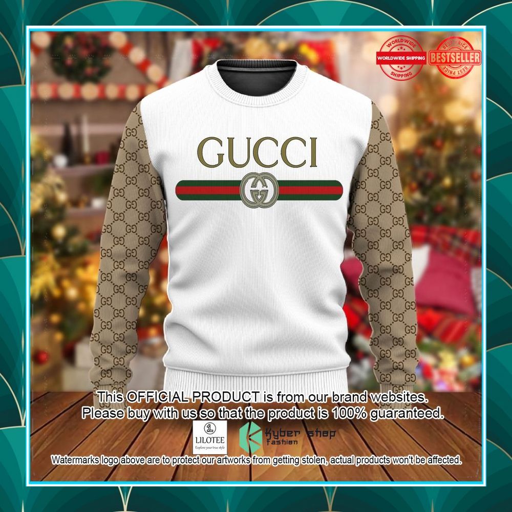 gucci white brown christmas sweater 1 493