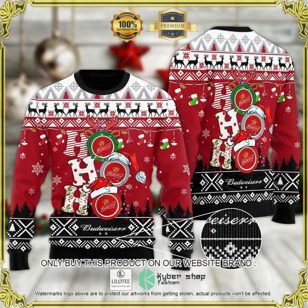 hohoho budweiser beer christmas sweater 1 4445