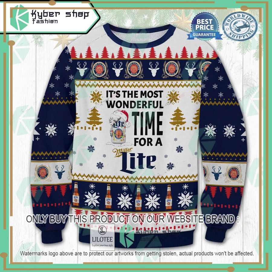 its the most wonderful time for a miller lite ugly christmas sweater 1 6359